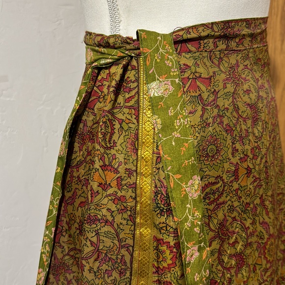 No brand reversible silk boho floral wrap skirt size OS - Picture 6 of 12